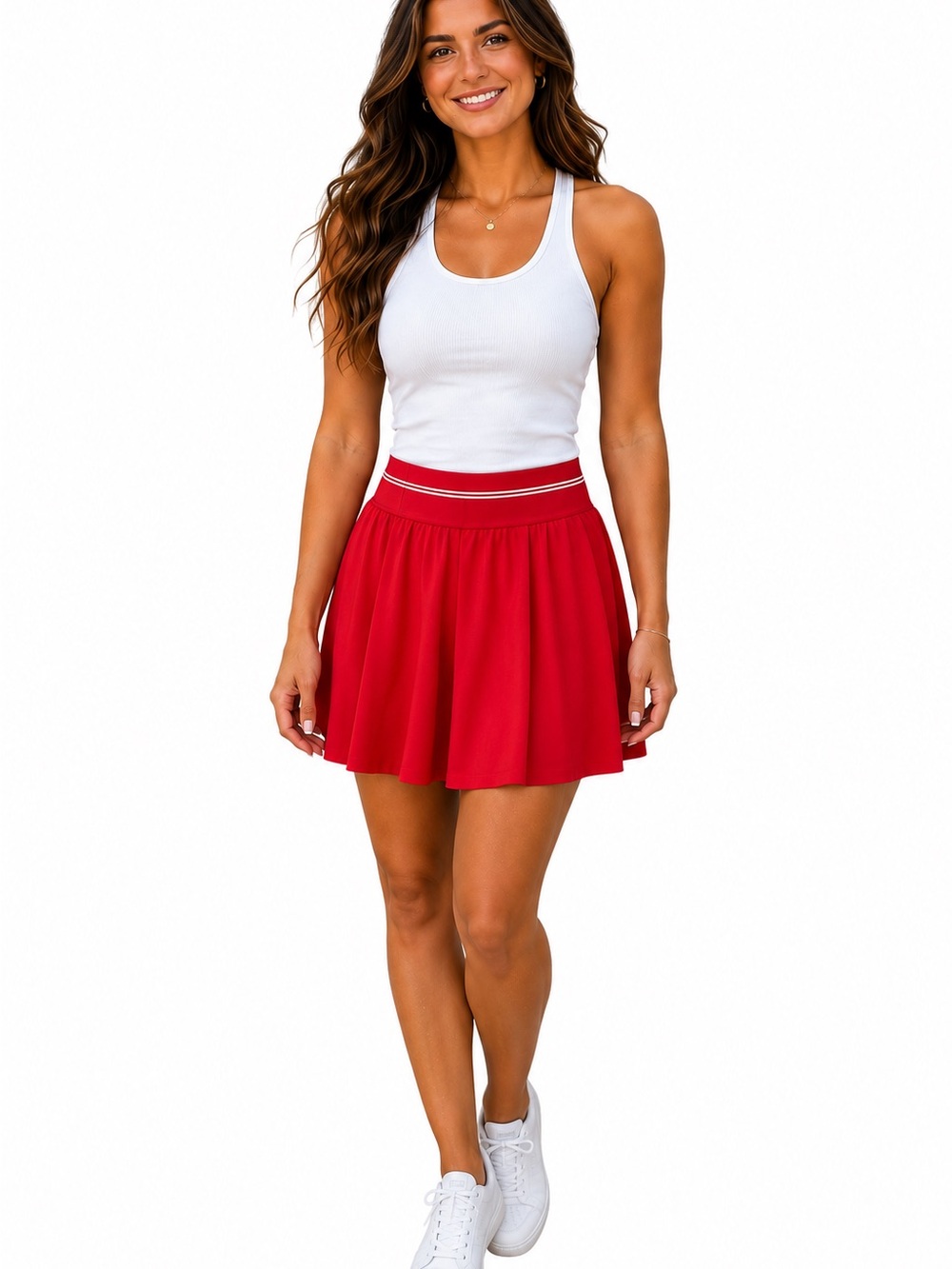 Athleta Cherry Red Circle Skater Tennis/Pickleball Skort size Large